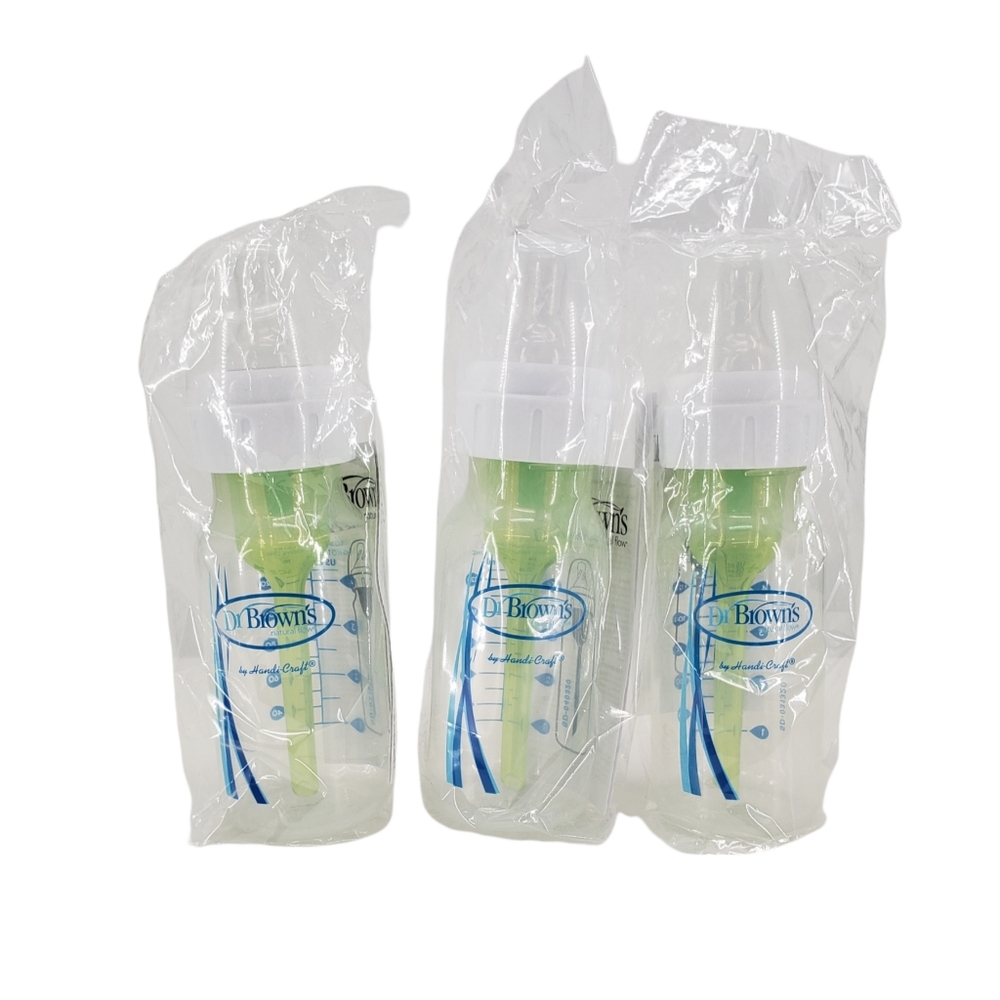 Dr. Browns Natural Flow 4 Ounce Baby Bottles Lot Of 3 Brand New Sealed